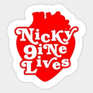 Nicky Nine Lives Red Heart Sticker